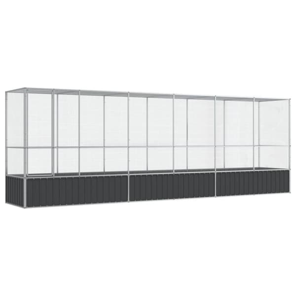 vidaXL voliere med udvidelse 626,5x107x212 cm stål sølvfarvet
