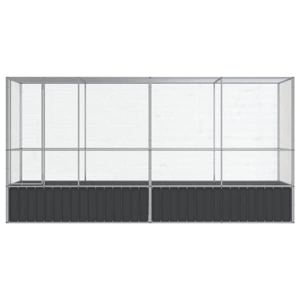 vidaXL Voljär med utbyggnad silver 418,5x107x212 cm stål