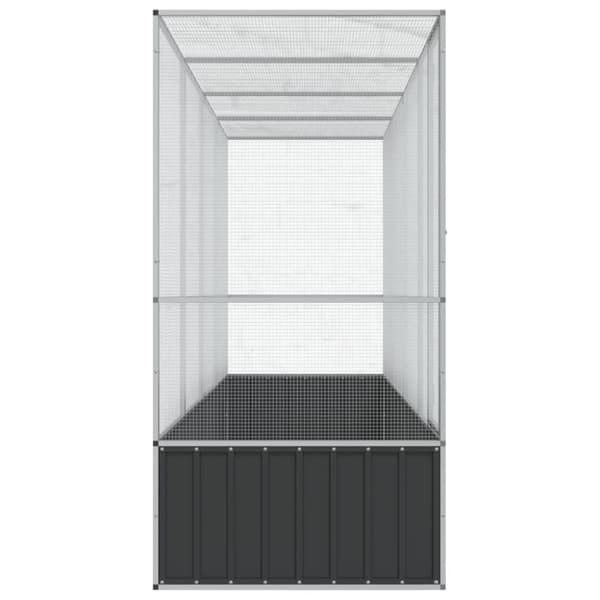 vidaXL Voljär med utbyggnad silver 418,5x107x212 cm stål