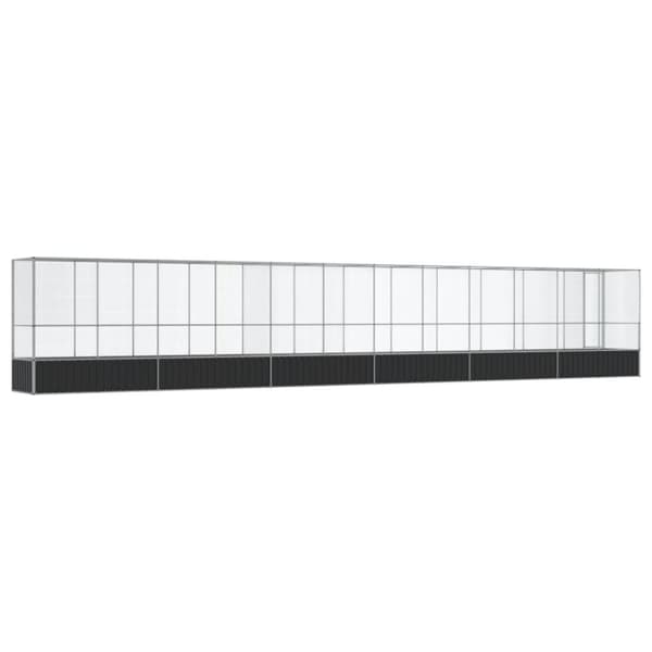 vidaXL Voljär med utbyggnad silver 1250,5x107x212 cm stål