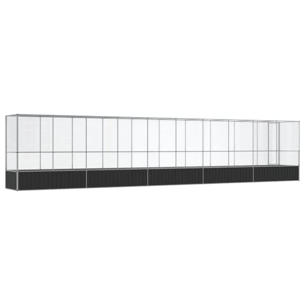 vidaXL Voliere med forlengelse sølv 1042,5x107x212 cm stål