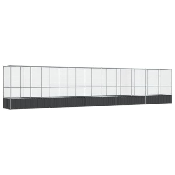 vidaXL Voliere med forlengelse sølv 1042,5x107x212 cm stål