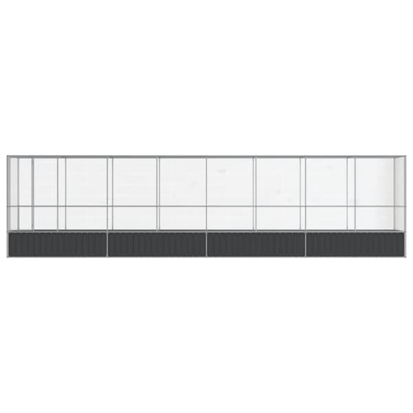 vidaXL Voljär med utbyggnad silver 834,5x107x212 cm stål