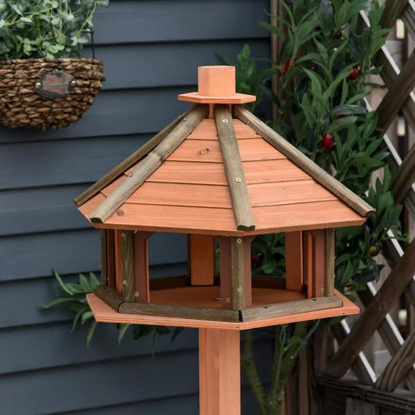 Nancy's Culpeper Vogelhuisje - Standaard - Vogelstandaard - Waterdicht Dak - Vogelvoederhuis - Bruin - Spar Hout - Natur - 52 x 52 x 130 cm