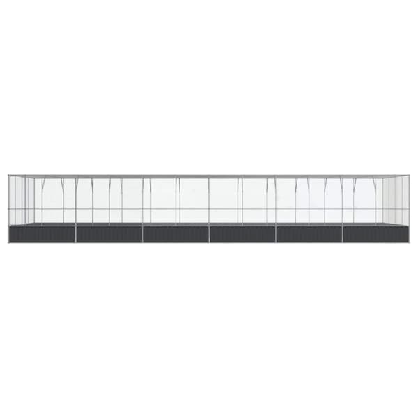 vidaXL Voliere med forlengelse sølv 1246x414x212 cm stål
