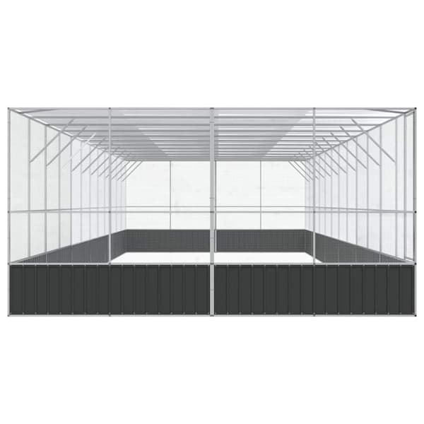 vidaXL Voliere med forlengelse sølv 1246x414x212 cm stål