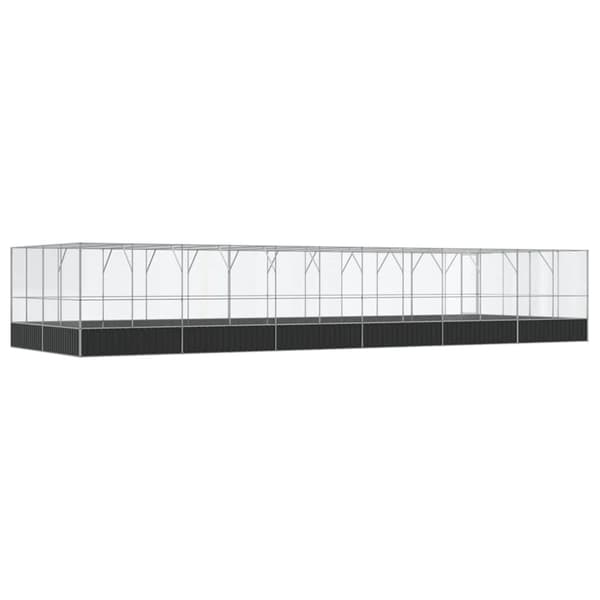 vidaXL Voliere med forlengelse sølv 1246x414x212 cm stål