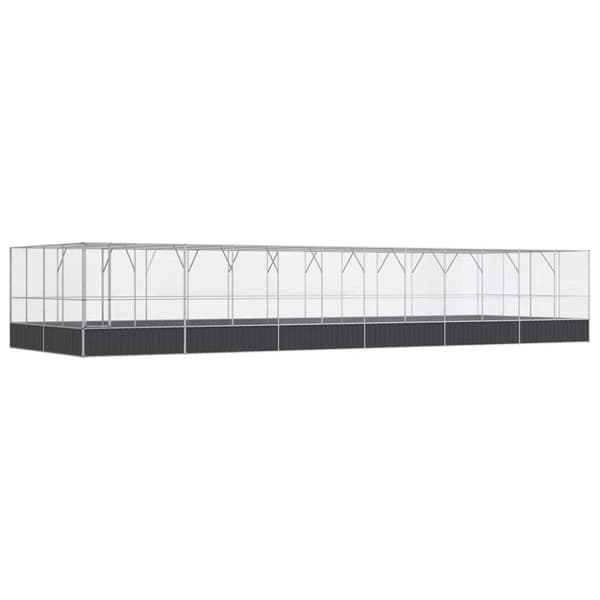 vidaXL Voliere med forlengelse sølv 1246x414x212 cm stål