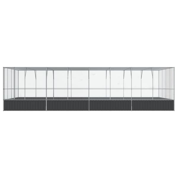 vidaXL Voljär med utbyggnad silver 832x414x212 cm stål