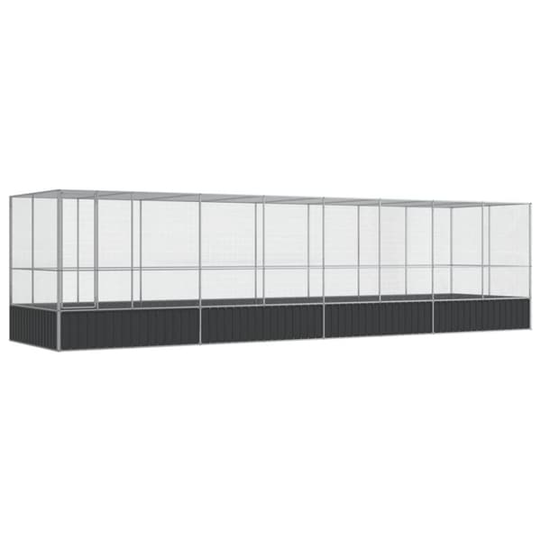 vidaXL voliere med udvidelse 832x207x212 cm stål sølvfarvet