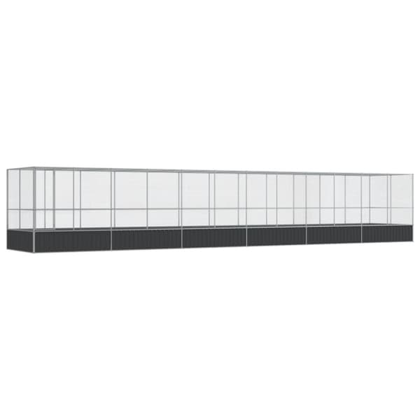 vidaXL voliere med udvidelse 1246x207x212 cm stål sølvfarvet