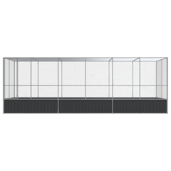 vidaXL Aviaario jatkeella hopea 625x207x212 cm teräs