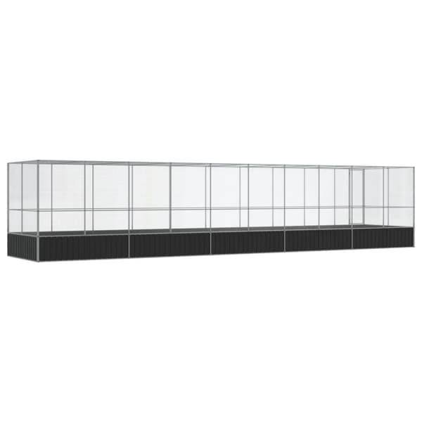 vidaXL Voljär med utbyggnad silver 1039x207x212 cm stål