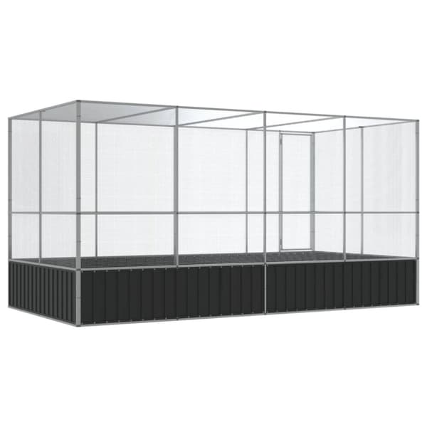vidaXL Voliere med forlengelse sølv 418x207x212 cm stål