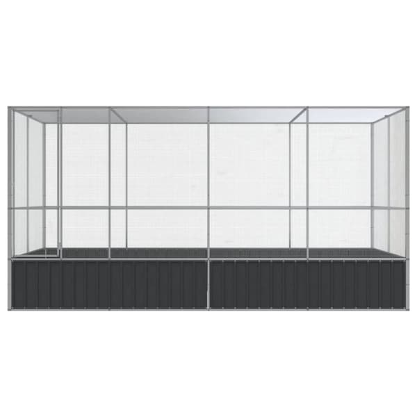 vidaXL Voliere med forlengelse sølv 418x207x212 cm stål