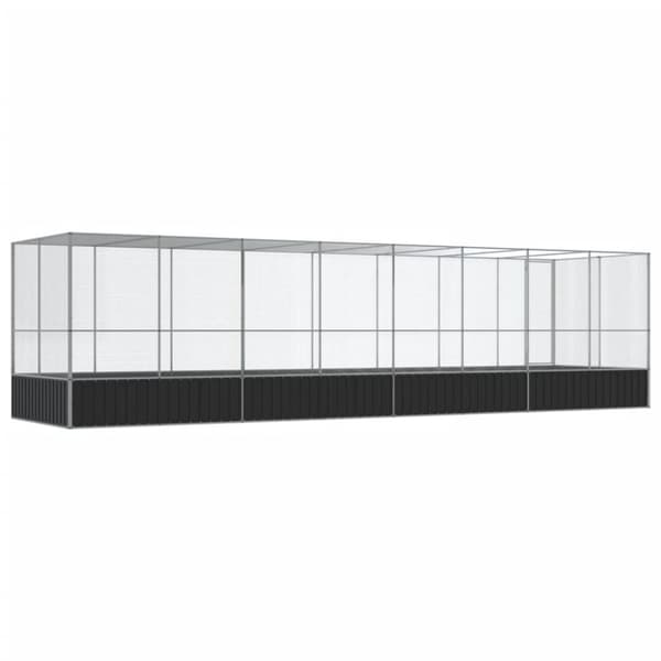 vidaXL Voliere med forlengelse sølv 832x207x212 cm stål