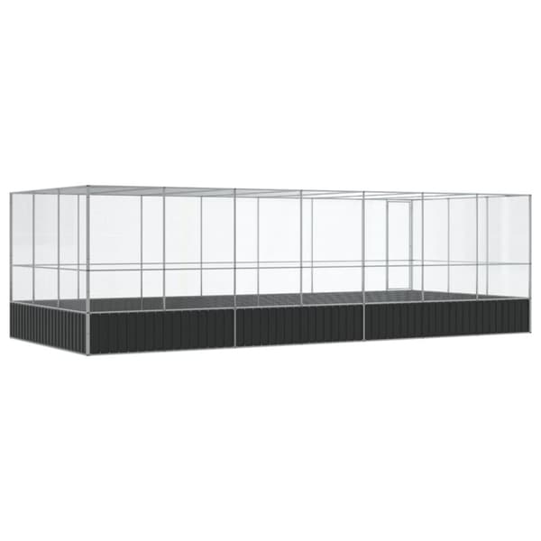 vidaXL Voliere med forlengelse sølv 725x307x212 cm stål
