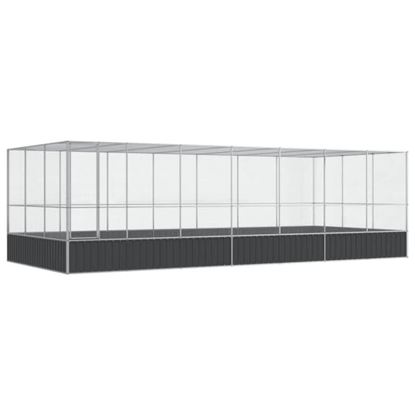 vidaXL Voliere med forlengelse sølv 725x307x212 cm stål