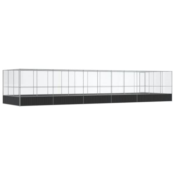 vidaXL Voliere med forlengelse sølv 1139x307x212 cm stål
