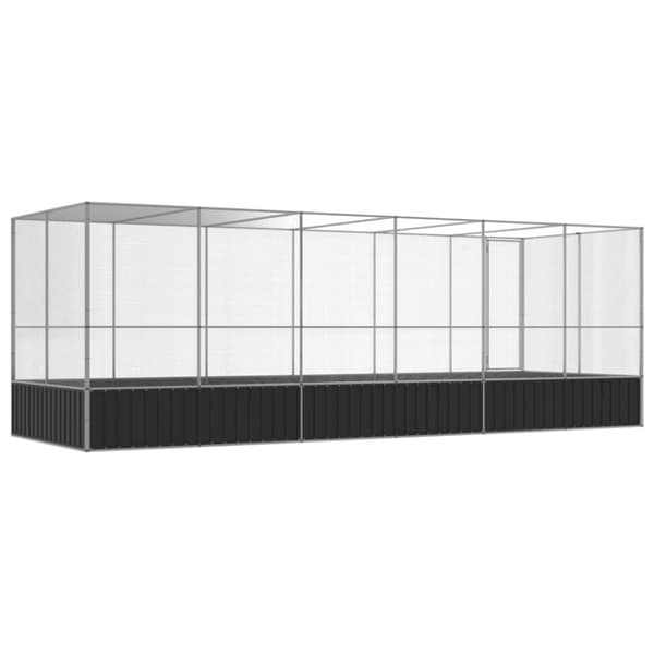vidaXL Voliere med forlengelse sølv 625x207x212 cm stål