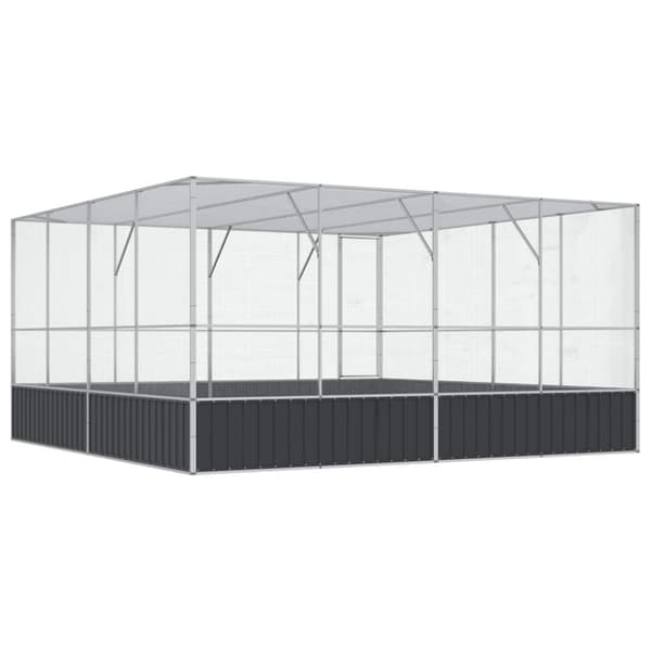vidaXL Aviaario hopea 418x414x212 cm teräs
