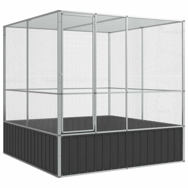 vidaXL Aviaario hopea 211x207x212 cm teräs