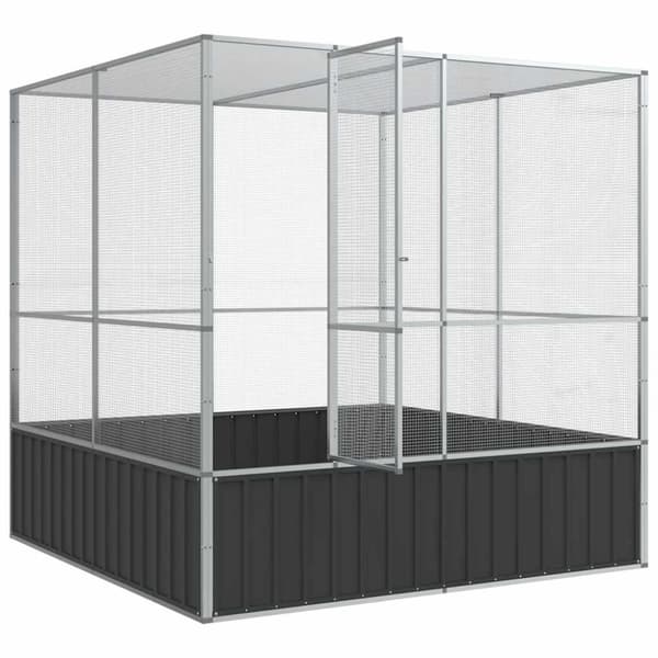 vidaXL Aviaario hopea 211x207x212 cm teräs
