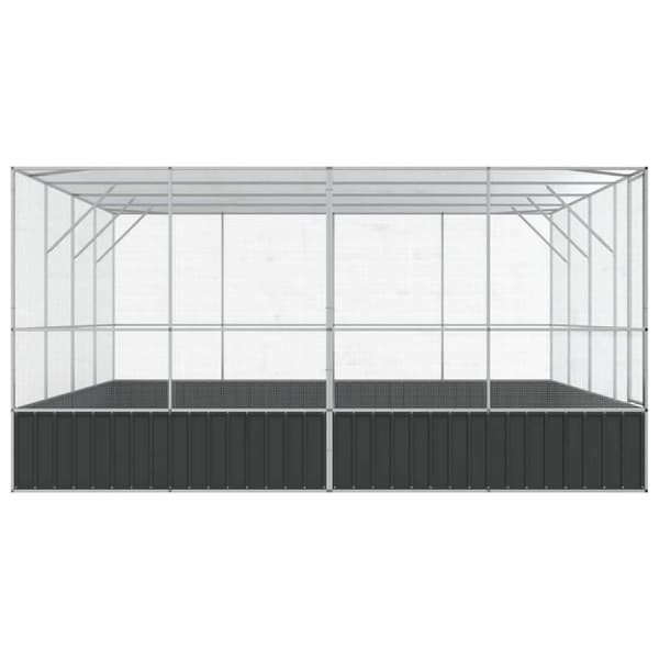 vidaXL Voliere sølv 418x414x212 cm stål
