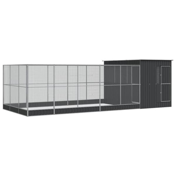 vidaXL Voliere med forlengelse sølv 704x303x216 cm stål