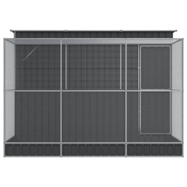 vidaXL Voljär med utbyggnad silver 290x303x216 cm stål