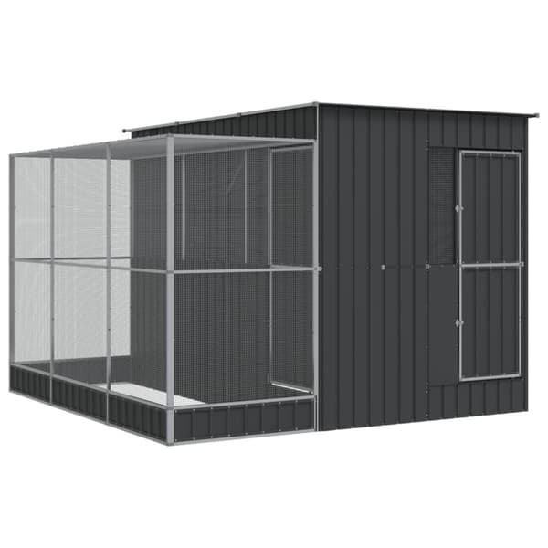 vidaXL Voljär med utbyggnad silver 290x303x216 cm stål