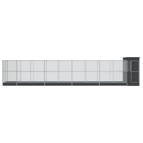 vidaXL Voliere med forlengelse sølv 1037x203x216 cm stål