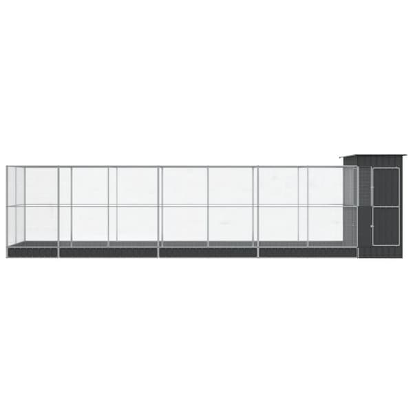 vidaXL Aviaario jatkeella hopea 830x203x216 cm teräs