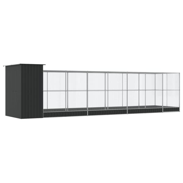 vidaXL Aviaario jatkeella hopea 830x203x216 cm teräs