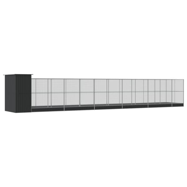 vidaXL Aviaario jatkeella hopea 1244x203x216 cm teräs