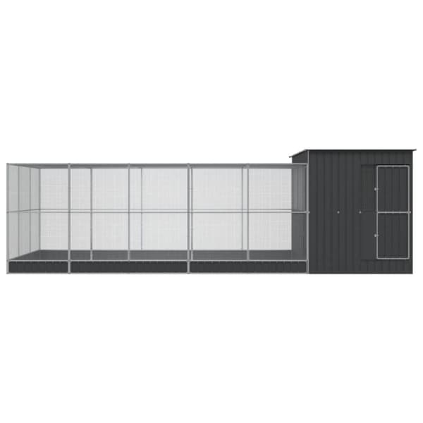 vidaXL voliere med udvidelse 704x303x216 cm stål sølvfarvet