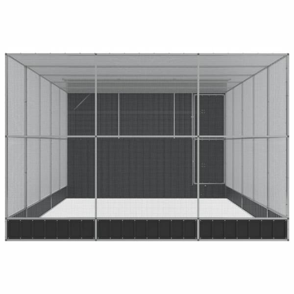 vidaXL voliere med udvidelse 704x303x216 cm stål sølvfarvet