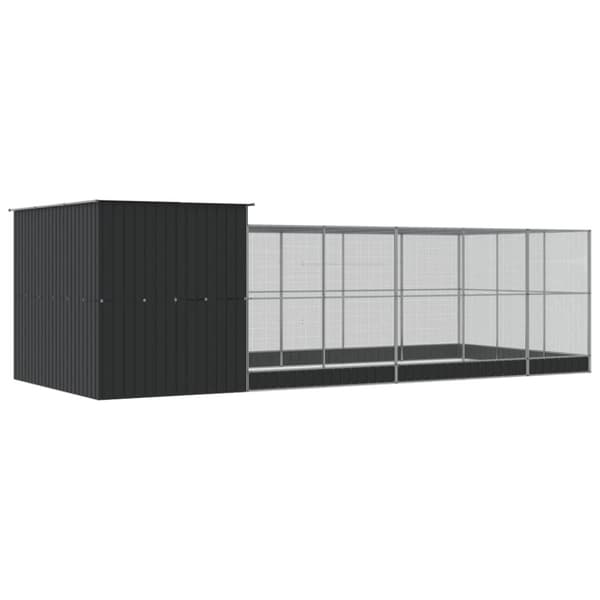 vidaXL voliere med udvidelse 704x303x216 cm stål sølvfarvet