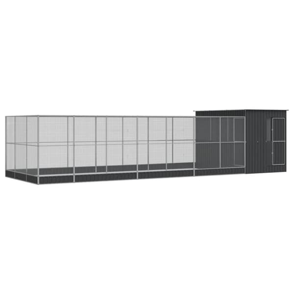 vidaXL Voliere med forlengelse sølv 911x303x216 cm stål