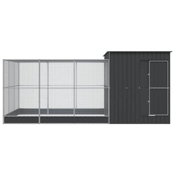 vidaXL voliere med udvidelse 497x303x216 cm stål sølvfarvet