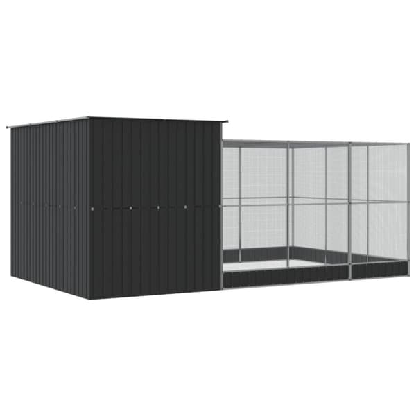 vidaXL voliere med udvidelse 497x303x216 cm stål sølvfarvet