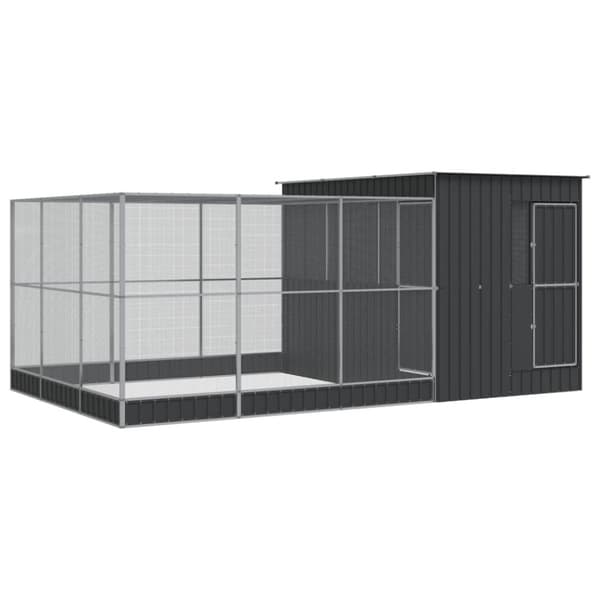 vidaXL voliere med udvidelse 497x303x216 cm stål sølvfarvet