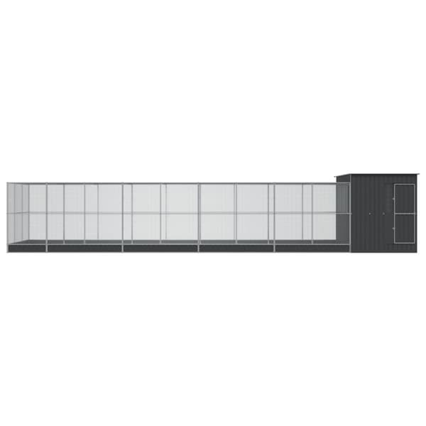 vidaXL Voljär med utbyggnad silver 1118x303x216 cm stål