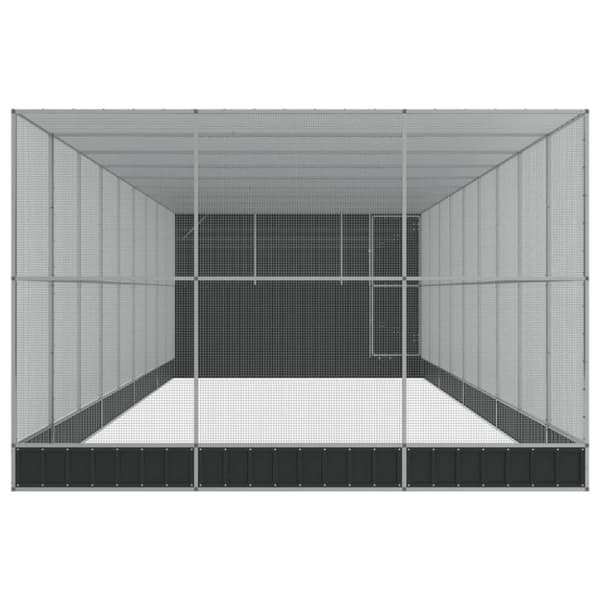 vidaXL Voljär med utbyggnad silver 1118x303x216 cm stål