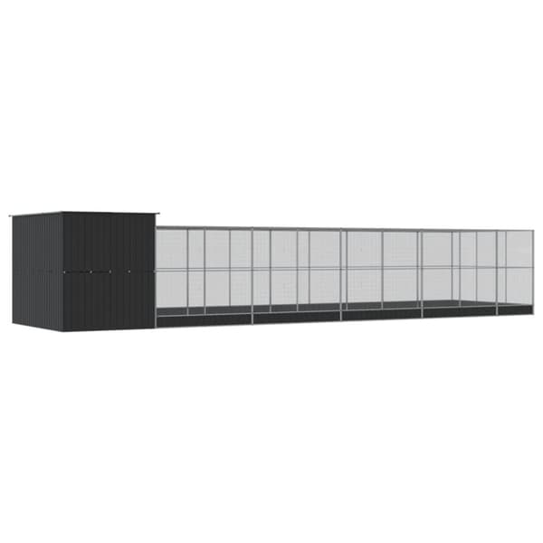 vidaXL Voljär med utbyggnad silver 1118x303x216 cm stål