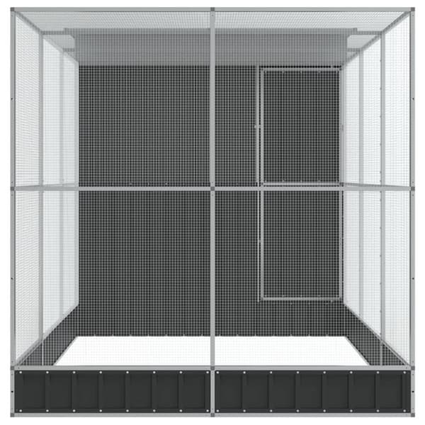 vidaXL voliere med udvidelse 416x203x216 cm stål sølvfarvet