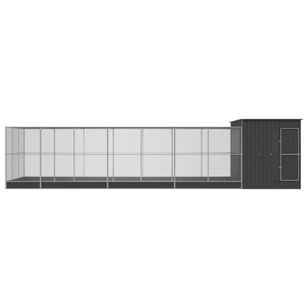 vidaXL voliere med udvidelse 911x303x216 cm stål sølvfarvet
