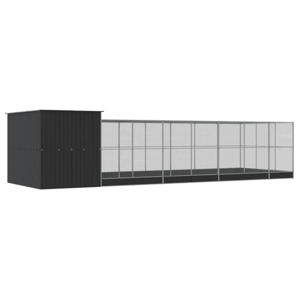 vidaXL voliere med udvidelse 911x303x216 cm stål sølvfarvet