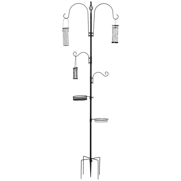 Fuglefoderstationssæt, 54.5x54.5x208 cm, Sort