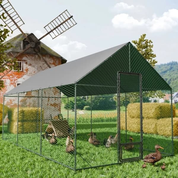 Hønsehus, Høj Indgang & Lås, Anti-UV Dække, Egnet til Udendørs Have,L 300x207x276cm